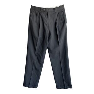vintage Lauren Ralph Lauren Black 100% Wool Pleated Cuffed Dress Pants Wmns 10